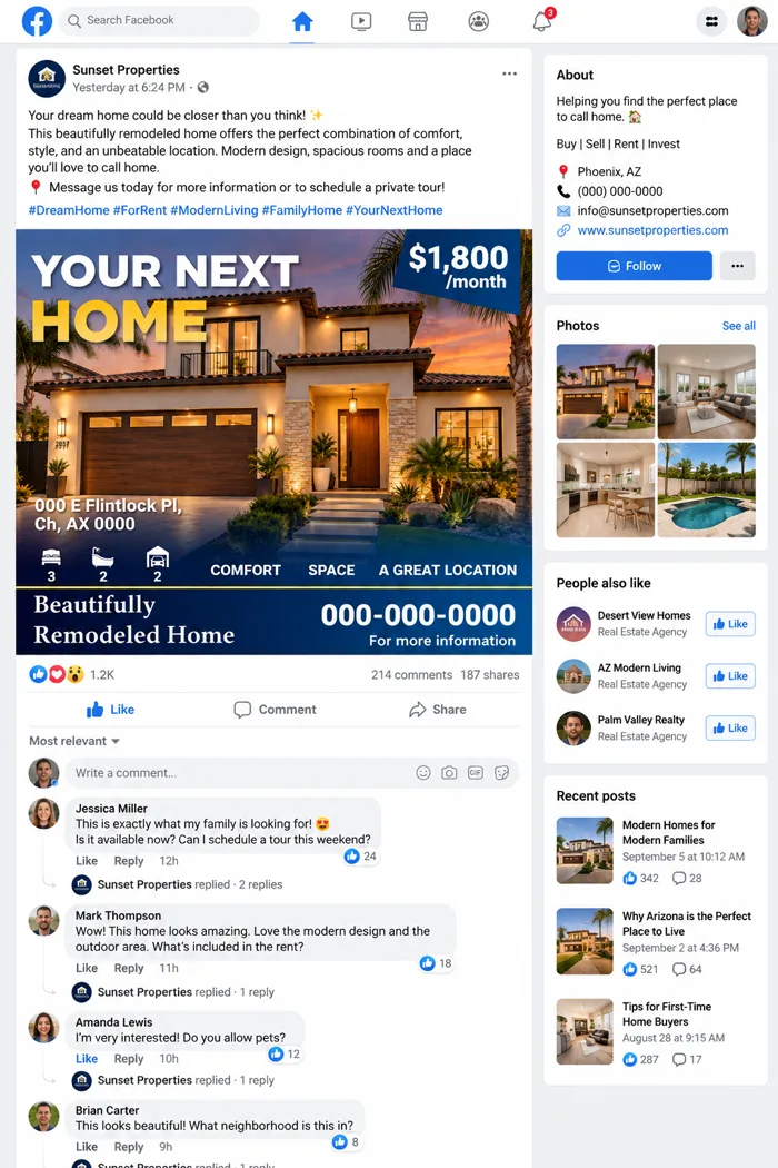 Branded Facebook post example
